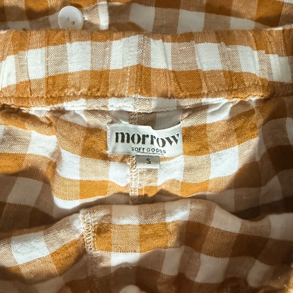 Morrow Soft Goods 100% Linen Esme Plaid Shirt and Shorts Set size Small - Picture 6 of 9